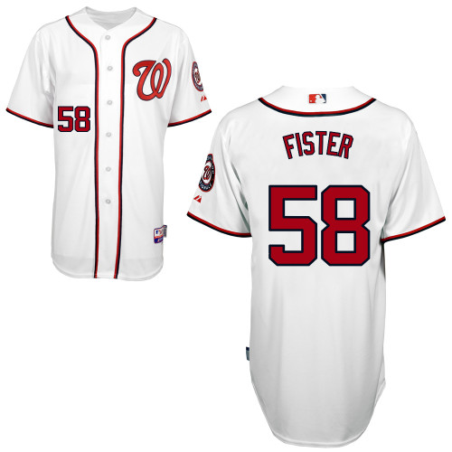 Doug Fister #58 MLB Jersey-Washington Nationals Men's Authentic Home White Cool Base Baseball Jersey